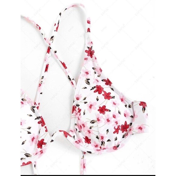 Zaful Floral Underwire Bikini Set with Tie Side Bottoms Size M - Picture 4 of 7